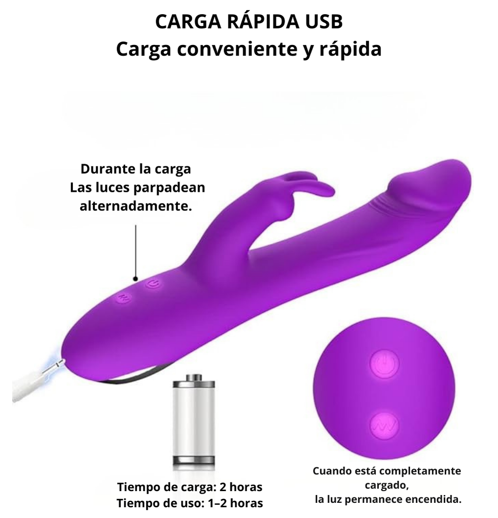 Vibrador Rabbit de silicona ultrasuave con 12 modos